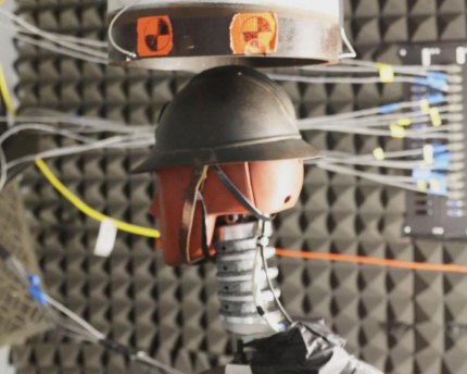 WW I helmets as good as modern counterparts During the test, a French helmet is beneath the shock tube.